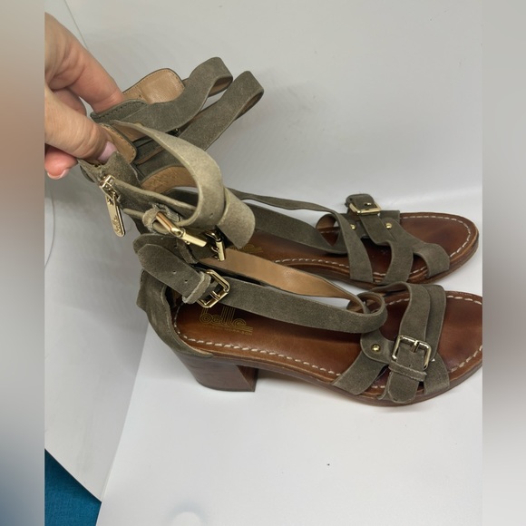 Belle by Sigerson Morrison Shoes - BELLE Sigerson Morrison Gray Suede Strappy Block Heel Sandals sz 7.5
